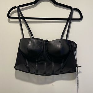 Faux Leather Corset crop Top with mesh  ✨
